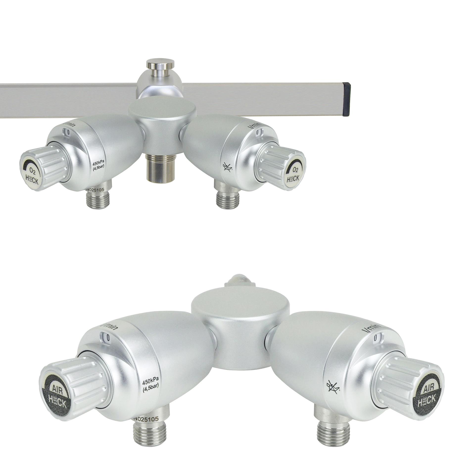 Stufendurchflussregler 0-5 L/min, O2, doppelt