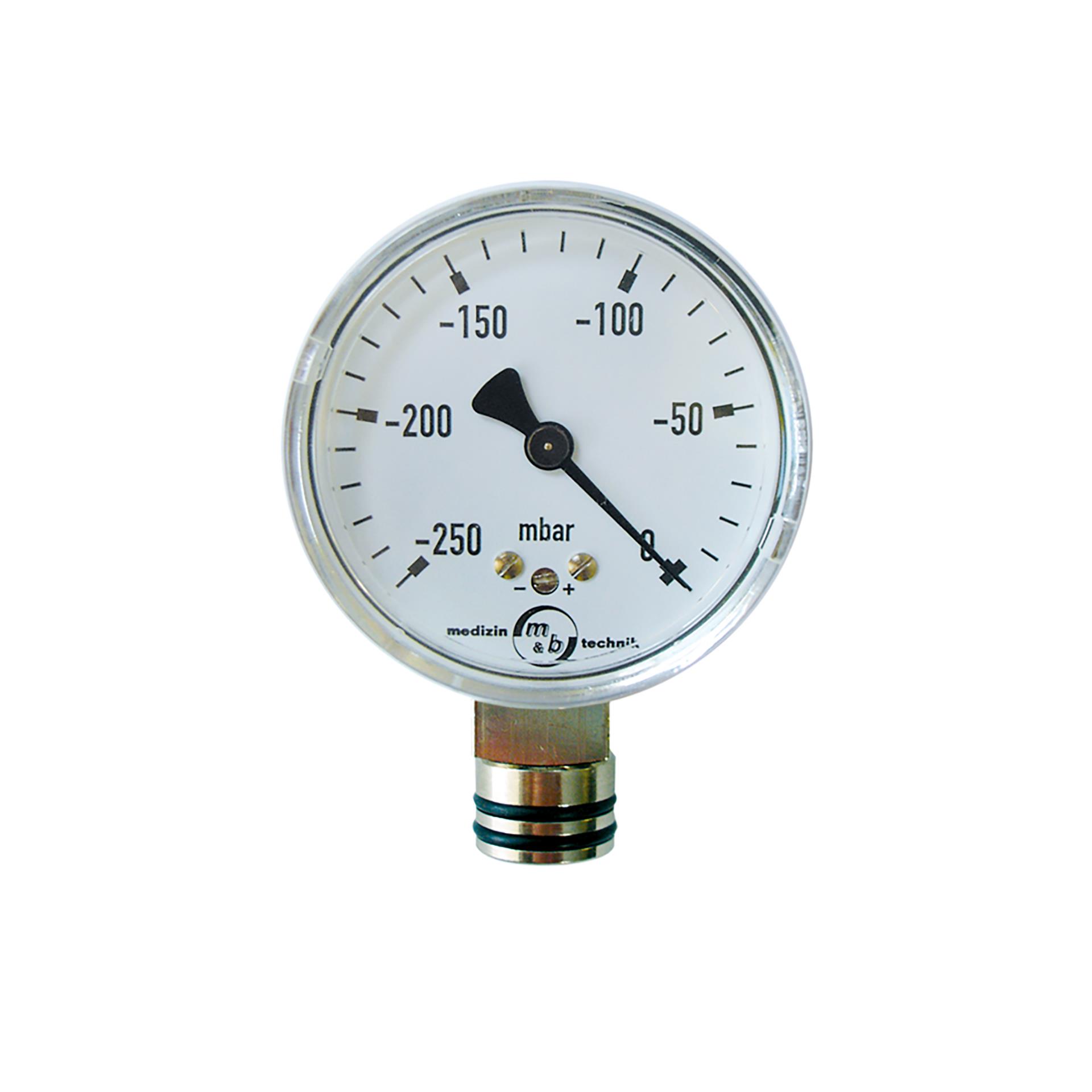 Manometer von 0 bis -250 mbar, mit 15 mm Adapter